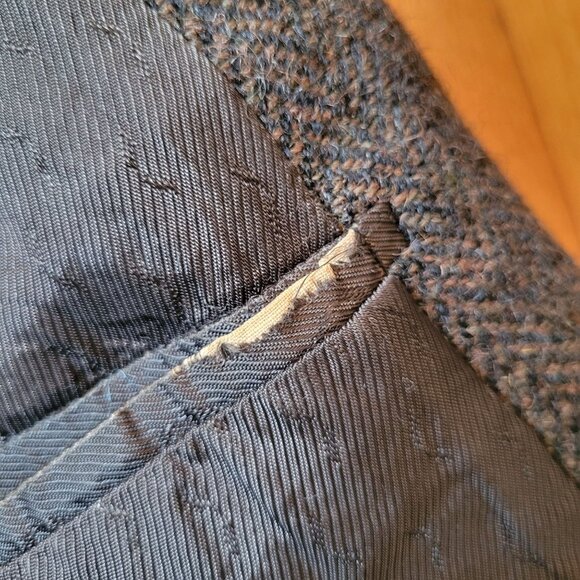 Harris Tweed Handwoven Wool Blazer Jacket Sears Herringbone Gray Sports Coat - Picture 7 of 12